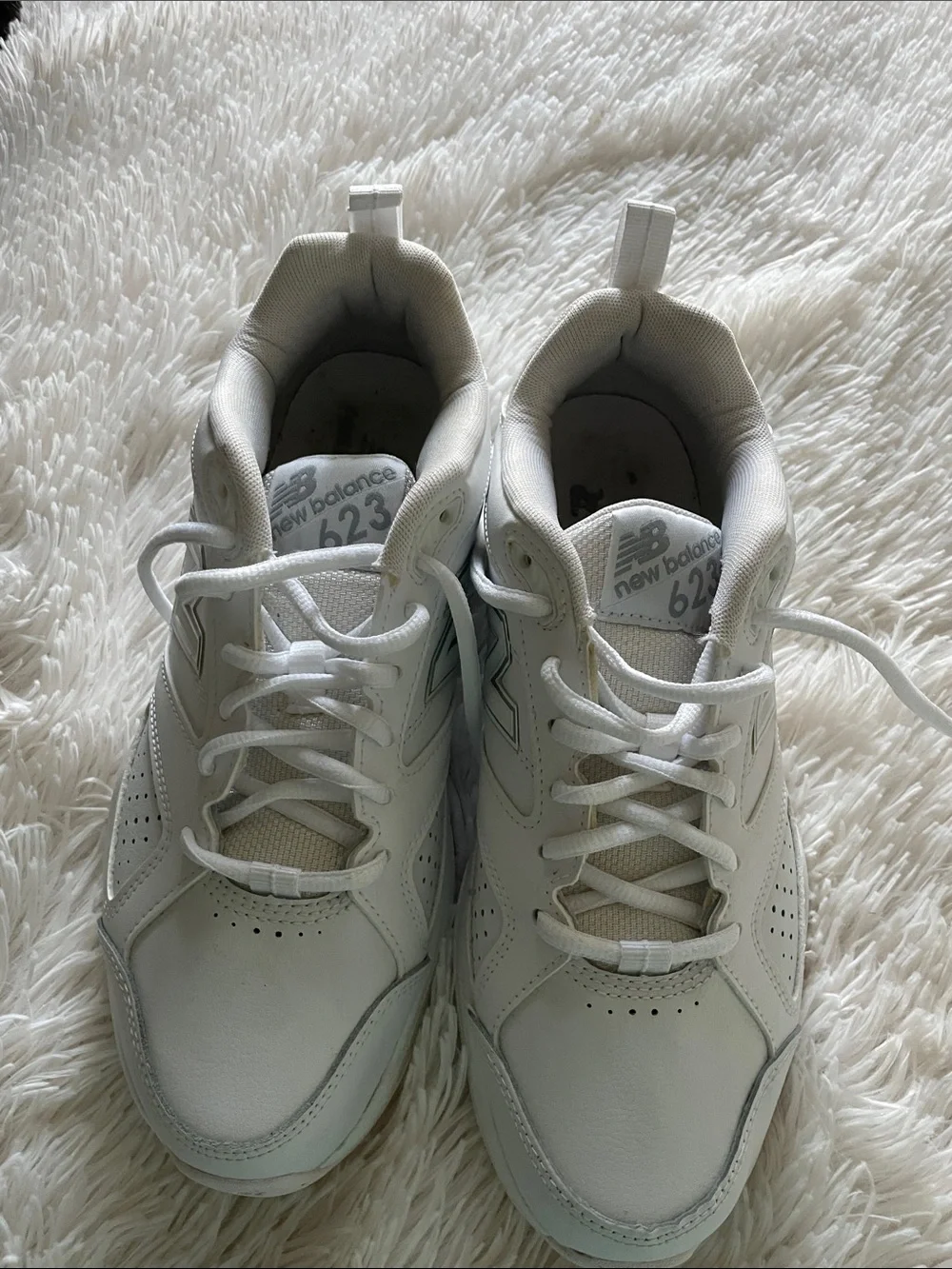 New Balance White Leather ABZORB 623 Lace-Up Sneakers